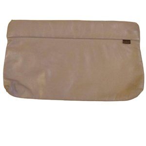 S.A.S. Strapless Ivory White Leather Clutch Purse W/ Zip & Inner Pocket 7"X11.5"